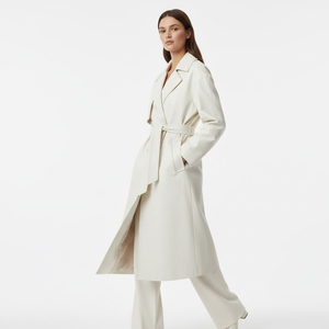 Minimalist Long Real Leather <b>Thick</b> Trench <b>Coat</b> Belt Stand Collar Full Sleeve Windproof Solid Color Unisex Outerwear <b>Winter</b> Wear - Product Image 3