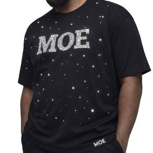 เสื้อยืดผู้ชายผ้าคอตตอนหนา ประดับลายเพชรทั่วตัว งานศิลปะแบบฮอตฟิกซ์ โลโก้สั่งทำได้ สตรีทแวร์ โรงงาน OEM ผู้ผลิตขายส่ง - Product Image 3