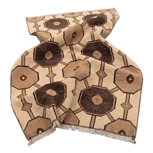 Tapis en laine géométrique floral noué à la main, marron beige - Product Image 1