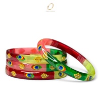 Set Gelang Akrilik Transparan Mewah Motif Merak Kashmir untuk Wanita, Koleksi Pakaian Pesta dan Festival, Harga Grosir