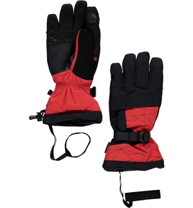 Gants de ski à doigts entiers, noir et rouge, en polyester, imperméables, isolés thermiquement, avec fermeture à cordon, unisexe, pour l'hiver et l'alpinisme - Product Image 1