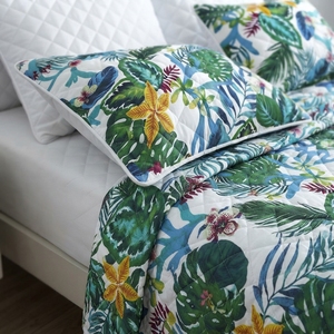 Juego de Cubrecamas Tropicales de 3 Piezas, Diseño Sólido con Pespunte en Diamante, Mezcla de Algodón T-150, Ropa de Cama para Toda Temporada, Uso Doméstico, Estilo Duradero - Product Image 4