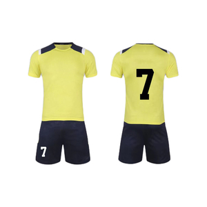 Vente en gros à bas prix, uniforme de football personnalisé en coton 100% unisexe, respirant, blanc, jaune, bleu, pour l'été - Product Image 4