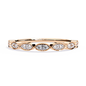 Bague d'éternité en or massif 18 carats avec diamants naturels pour femme, sertie clos minimaliste, diamants ronds et bande de mariage inspirée de la taille marquise, Inde - Product Image 3