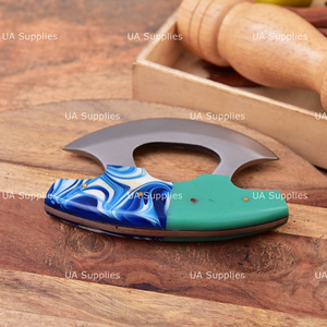 Stainless Steel Ulu Chef <b>Knife</b> Industrial Style High-Polish Finish Multi-Purpose Traditional Alaskan Chopping Cutting Rosewood - Product Image 3