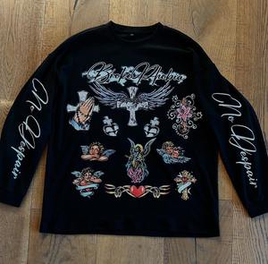 Sudadera de algodón con cuello redondo y estampado gráfico personalizado para hombre, estilo streetwear, tejido gofrado, estampado completo DTG, camiseta térmica de manga larga oversize - Product Image 1