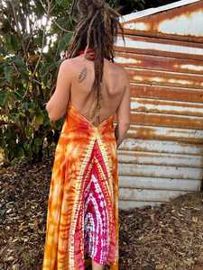 Women's Woven Eco-Friendly Tie Dye <b>Boho</b> Halter Maxi Beach <b>Dress</b> Handmade <b>Summer</b> - Product Image 3