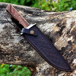 Couteau Bowie Drop Point en acier Damas pur de 13 pouces, fait main, de qualité industrielle, avec manche en bois - Product Image 6