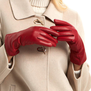 Gants d'hiver pour femmes, mode, coupe-vent, en cuir d'agneau véritable, avec écran tactile, pour la conduite en extérieur, usage quotidien, design OEM - Product Image 6
