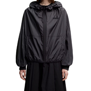 เสื้อแจ็คเก็ตกันลมมีฮู้ดสำหรับผู้หญิง ดีไซน์ทันสมัย น้ำหนักเบา ผลิตจากโพลีเอสเตอร์ ฮู้ดปรับได้ ปิดด้วยซิป ด้านหลังจับจีบ เหมาะสำหรับกิจกรรมกลางแจ้ง สวมใส่สบายๆ - Product Image 1