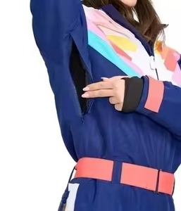High Quality Women's Color Blocked Ski Jumpsuit With Hooded Zipper Closure Waterproof Polyester Nylon One Piece <b>Snow</b> Wear <b>Suits</b> - Product Image 4