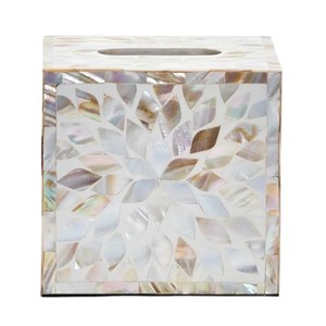 Boîte à mouchoirs en bois faite à la main avec incrustation de nacre pour la décoration de la maison - Product Image 4