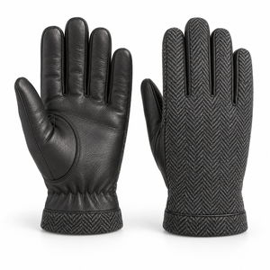 Gants aspect cuir beige avec revers en polaire crème pour l'hiver – Vente en gros, fournisseur d'accessoires de mode personnalisés, boutique de détail, style décontracté - Product Image 4