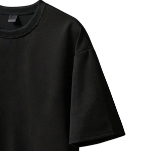 T-shirt en jersey noir à motif graphique, manches courtes, col rond, grande taille, broderie abstraite sur le devant, respirant, séchage rapide, streetwear décontracté - Product Image 3