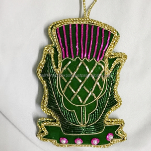 Decorative Faberge Inspired Egg Ornament, Handmade Embroidered Fabric Egg with Gold Zari <b>Thread</b> and Pearl <b>Bead</b> Work for Elegant - Product Image 4