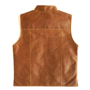 2026 <b>Men's</b> Vintage Brown <b>Leather</b> Vest Motorcycle Biker <b>Waistcoat</b> Sleeveless Utility Jacket Casual Custom Genuine <b>Leather</b> Apparel - Product Image 2