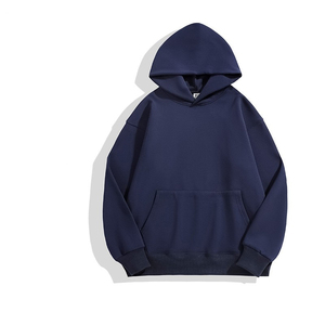 Sudadera con Capucha Azul Marino para Hombre, Corte Regular, Color Sólido, Algodón French Terry, Ropa Casual de Otoño - Product Image 1