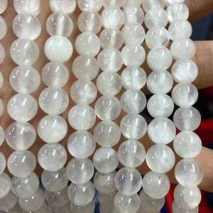 Cuentas de calcita blanca, cuentas redondas de piedras preciosas naturales, hebra de cuentas para hacer joyas, manualidades DIY - Product Image 5