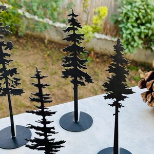 Metal Christmas <b>Trees</b> Table <b>Stands</b> Set, Evergreen <b>Tree</b>, Farmhouse Mantel Decor, Christmas Gift, Metal Mantel Holiday - Product Image 3