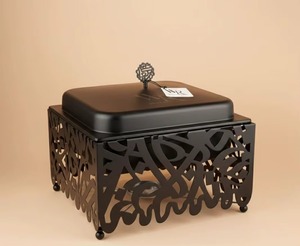 Casserole carrée en céramique blanche avec couvercle, chauffe-plats isolé, design moderne et luxueux, finition polie - Product Image 2