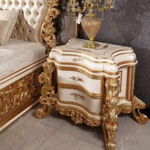 Ensemble de chambre d'hôtel de luxe en acajou massif doré, style antique européen, sculpté à la main, capitonné, livraison gratuite - Product Image 3