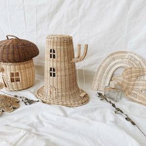 Casa de muñecas de juguete de mimbre para niños, casa de juegos de imitación, cestas de árbol - Product Image 4