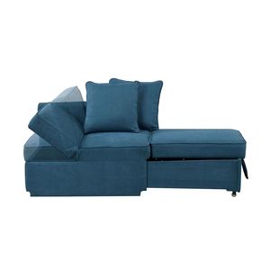 Poltrona Convertibile in Tessuto Blu per Soggiorno con Poggiatesta Regolabile e Cuscini, 1 Pezzo, Arredamento Funzionale - Product Image 3