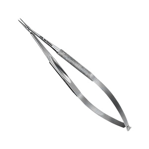 Instruments de chirurgie plastique Porte-aiguilles et passants Barraquer Micro Porte-aiguille Poignée moletée ronde droite incurvée - Product Image 1