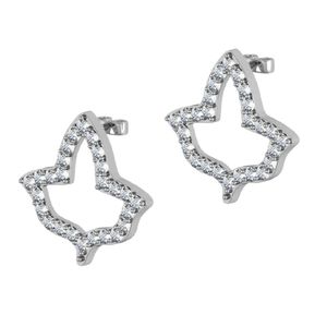 Pendientes de Plata con Diseño de Hoja de Cristal para Mujer, Joyería Elegante y a la Moda, Pendientes de Botón, Accesorio Destacado, Regalo, Uso Diario - Product Image 1