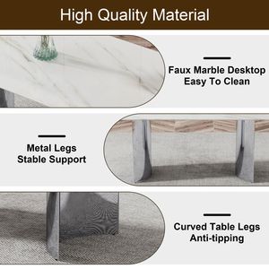 Piano Tavolo in Vetro Temperato con Venature di Marmo Bianco 180x100 cm, Adesivo Bianco Sostitutivo per Tavolo da Pranzo (Solo Piano Tavolo) - Product Image 5
