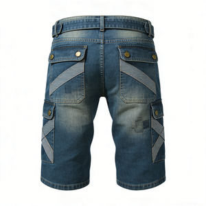 Shorts Cargo de Mezclilla Desgastados de Cintura Media para Hombre, con Cierre de Cremallera y Múltiples Bolsillos, Estilo Casual para Vacaciones de Primavera - Product Image 2