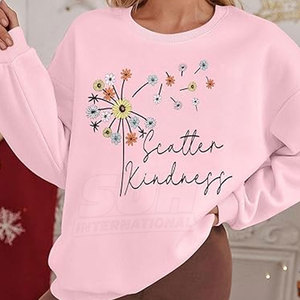 ออกแบบโลโก้ตามสั่ง เสื้อสเวตเชิ้ตคอกลมสำหรับผู้หญิง ฤดูหนาว พิมพ์ลาย DTF เป็นมิตรกับสิ่งแวดล้อม ระบายอากาศได้ดี ผ้าฝ้าย 100% ทรงหลวม ราคาประหยัด - Product Image 4