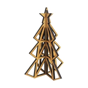 Sapin de Noël au design classique, décoration de sapin de Noël en bois, style origami, décoration de Noël pour table - Product Image 2