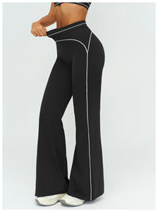 กางเกงขากว้างบุขนแกะสำหรับผู้หญิงเอวสูงสีบล็อกกิ้งทรงหลวมสบายๆ - Product Image 4