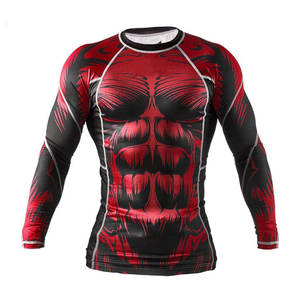 Camiseta Deportiva Rash Guard para Hombre, Sublimada, de Spandex, Elástica, de Manga Larga, Compresión, Ropa Deportiva Activa - Product Image 1