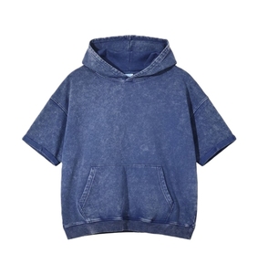 Sudadera con Capucha Extra Grande para Hombre, Manga Corta, Color Sólido, Tejido de Algodón, Informal, con Bolsillo, para Otoño - Product Image 3