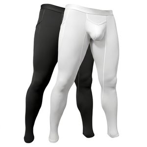 Leggings de compression pleine longueur pour hommes, couleur unie, en Spandex et Nylon, taille élastique, pour le sport - Product Image 3