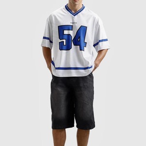 Ropa deportiva al por mayor, camiseta de fútbol americano azul y blanca personalizada, ropa deportiva unisex de poliéster y malla, camiseta de fútbol. - Product Image 5