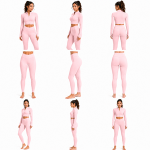 Ensemble de yoga 2 pièces pour femme : Soutien-gorge de sport à col roulé et bretelles non convertibles, Legging taille haute – Écoresponsable, Spandex/Nylon respirant - Product Image 3