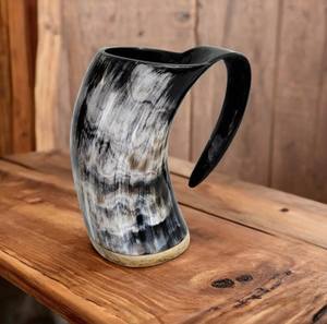 Mug en corne durable, poli et sûr pour les aliments, laqué, pour bière, café et boissons, mug médiéval rustique pour hommes et femmes - Product Image 3