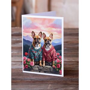 Whimsical French Bulldog ไพ่สองหัวใจ A7การ์ดอวยพร8ใบเปล่าพร้อมซองจดหมายขนาด5x7 - Product Image 2