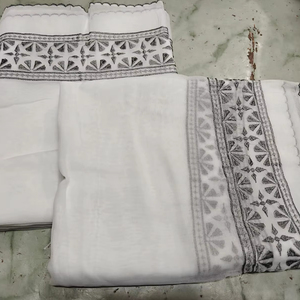 ผ้าคลุมไหล่ IMMAH สีขาวคุณภาพดีขายดี สำหรับผู้ชาย ผ้าฝ้ายวอยล์ น้ำหนักเบา ระบายอากาศได้ดี ทนทาน เหมาะสำหรับฤดูหนาว ดีไซน์สีสันตัดกัน - Product Image 1