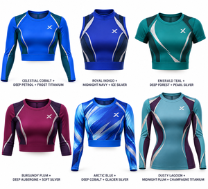เสื้อครอปสำหรับยิมนาสติกและเสื้อสำหรับการแสดง |   สีฟ้า - หกสี |   ผู้ผลิตเสื้อผ้ากีฬา |   ยืดได้สี่ทิศทาง | - Product Image 5