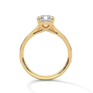 Anillo de Compromiso con Corte Esmeralda de Hermosa Claridad, Hecho a Mano en Oro Amarillo Sólido de 14k con Diamante Cultivado en Laboratorio - Product Image 3