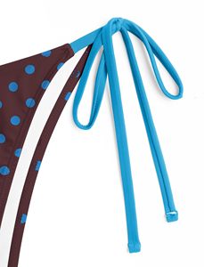 Ensemble bikini à pois pour femmes, maillot de bain double couche à col licou, colorblock, avec liens latéraux, 2 pièces - Product Image 6