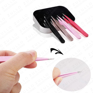 Wholesale Professional Stainless Steel Eyebrow Tweezers Set Custom Logo Slanted Tip Colored Beauty <b>Makeup</b> <b>Tools</b> Kit - Product Image 3