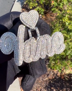 Luxury Moissanite <b>Name</b> Heart Pendant <b>Necklace</b> Iced Out <b>Custom</b> Script Letter Charm Sparkling Unisex 925 Silver Jewelry Gift - Product Image 6