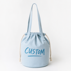 Custom Logo Canvas <b>Drawstring</b> Bucket <b>Bag</b> Eco Friendly Reusable Promotional Gift <b>Bag</b> Cotton Cinch <b>Bag</b> Wholesale - Product Image 1