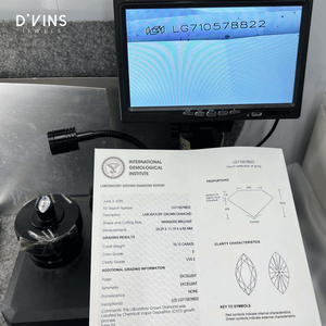 Diamant CVD en vrac D'vins Jewels prêt à être expédié, taille Marquise 10,13 ct, couleur D, pureté VVS2, cultivé en laboratoire, fantaisie légère, pour la fabrication de bijoux - Product Image 3