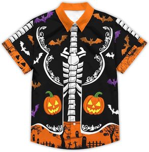 Camisa Hawaiana de Halloween para Hombre, Manga Corta, Estampado de Calaveras, Calabazas y Murciélagos, Cuello Clásico, Estilo Vacacional de Verano - Product Image 2